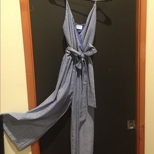 Classy jumpsuit / romper / sky blue &white stripes